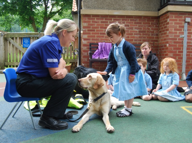 Ben and Claire at a school